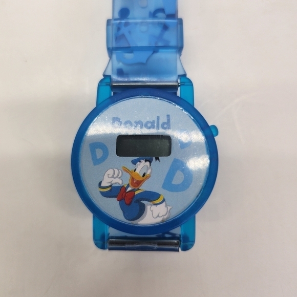 Vintage Disney Donald Duck Promo Digital Wrist Watch Blue Spiral Pattern 7 3/4" - Picture 2 of 4